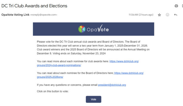 DC Tri Club Ballot is Live!